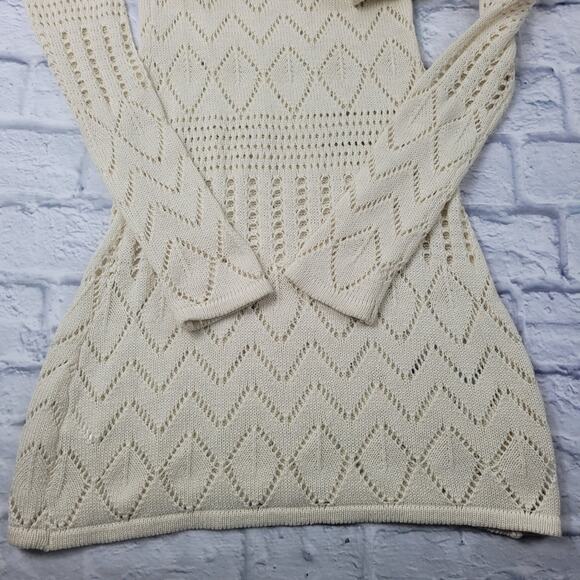 Bardot Cream Bodycon Open Knit V-neck Sweater Dress size 6 Keyhole Back - Picture 11 of 16